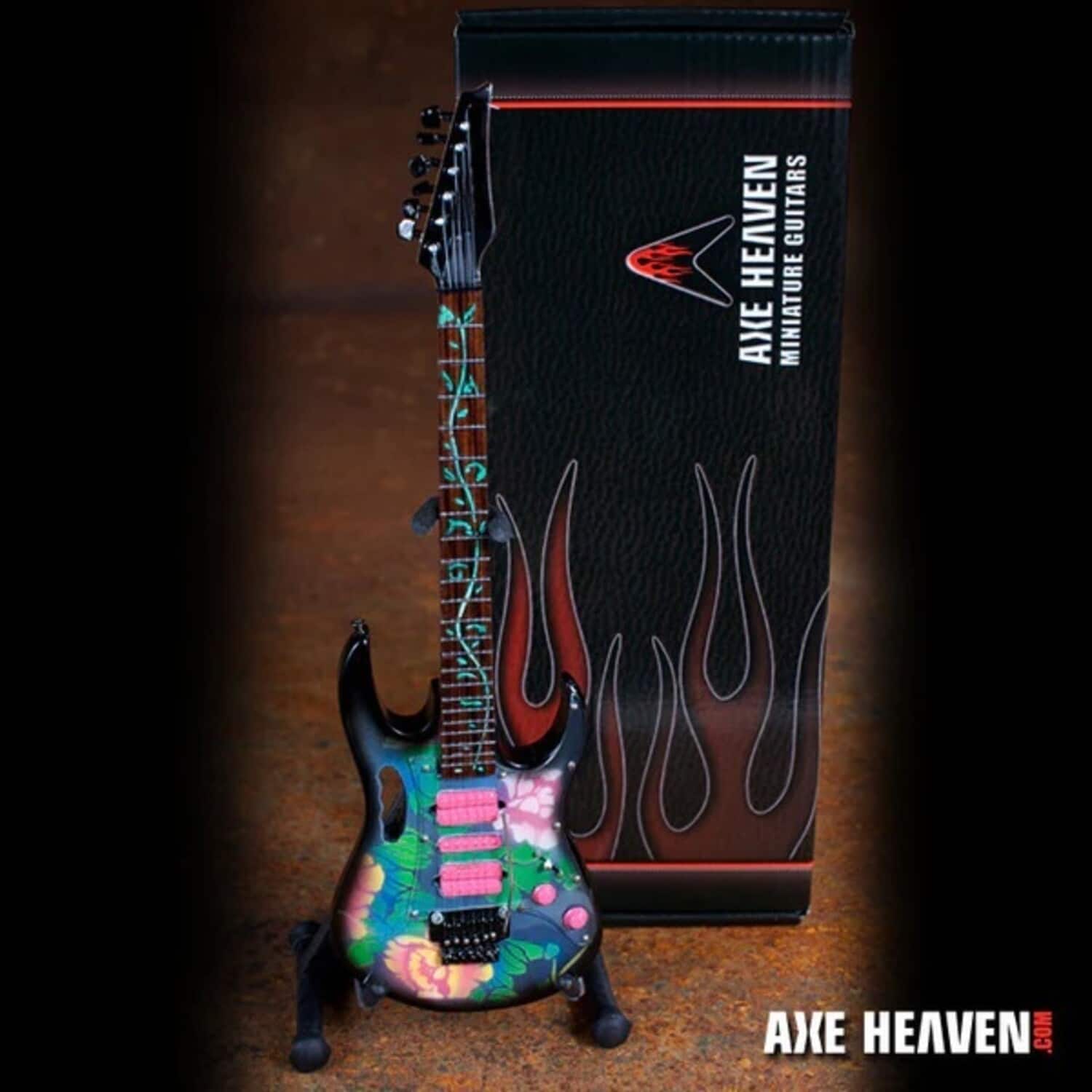 Steve Vai - Axe Heaven Steve Vai Ibanez JEM77 Signature - Floral Pattern Mini Guitar 2 SV-231 - COLLECTABLES - Multicolor