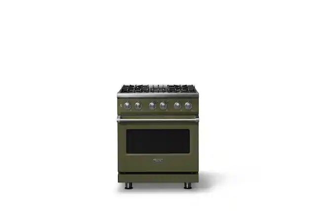 Front. Viking - 30 in. Wide 4 Burner Pro 5 Series 4.7 Cu. Ft. Freestanding Sealed Dual Fuel Convection Range - Martini - Martini.