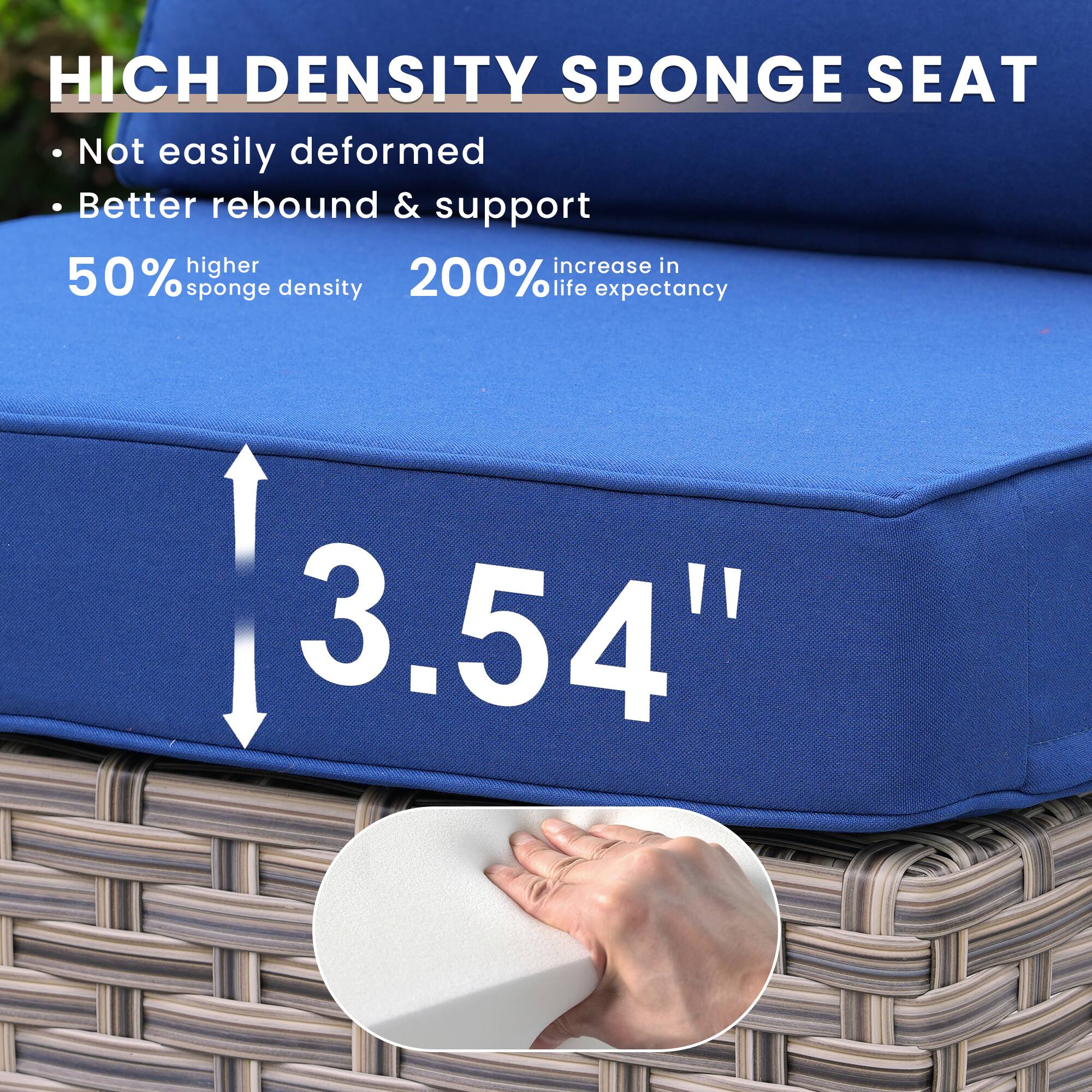 HICH DENSITY SPONGE SEAT  
- Not easily deformed  
- Better rebound & support  
50% higher sponge density  
200% increase in life expectancy  
3.54"