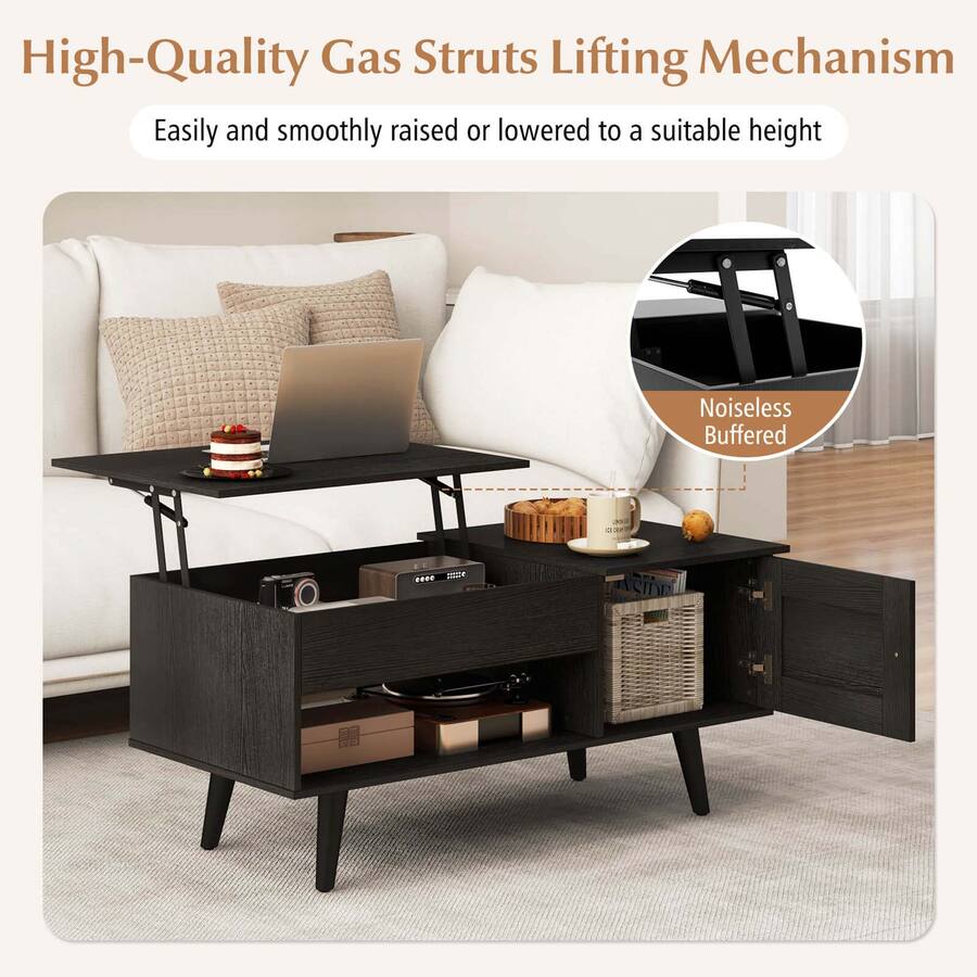Lift Compartment Costway Lift Top Coffee Table with Storage Hidden Compartment Cabinet ...
