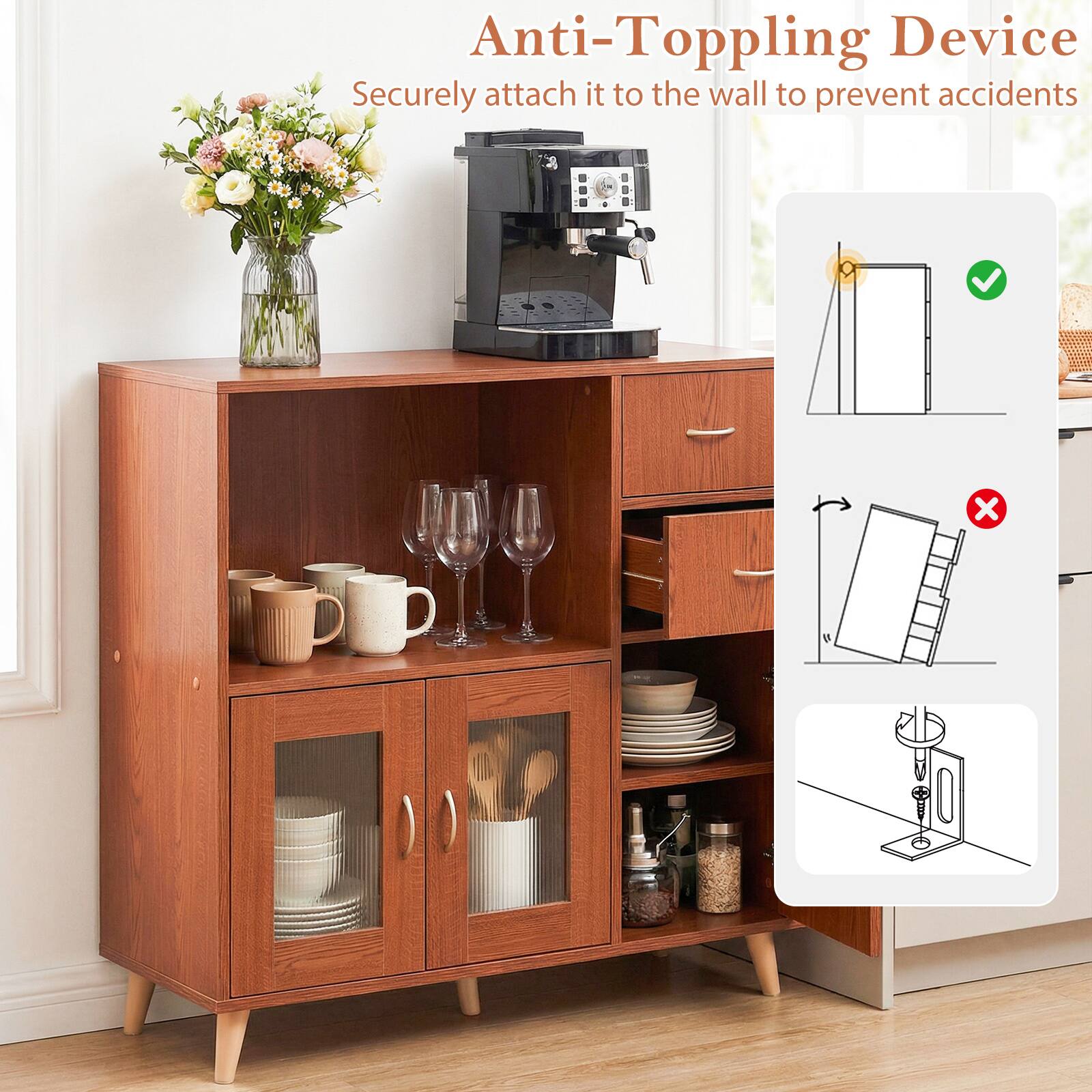 Anti-Topping Device  
Securely attach it to the wall to prevent accidents.