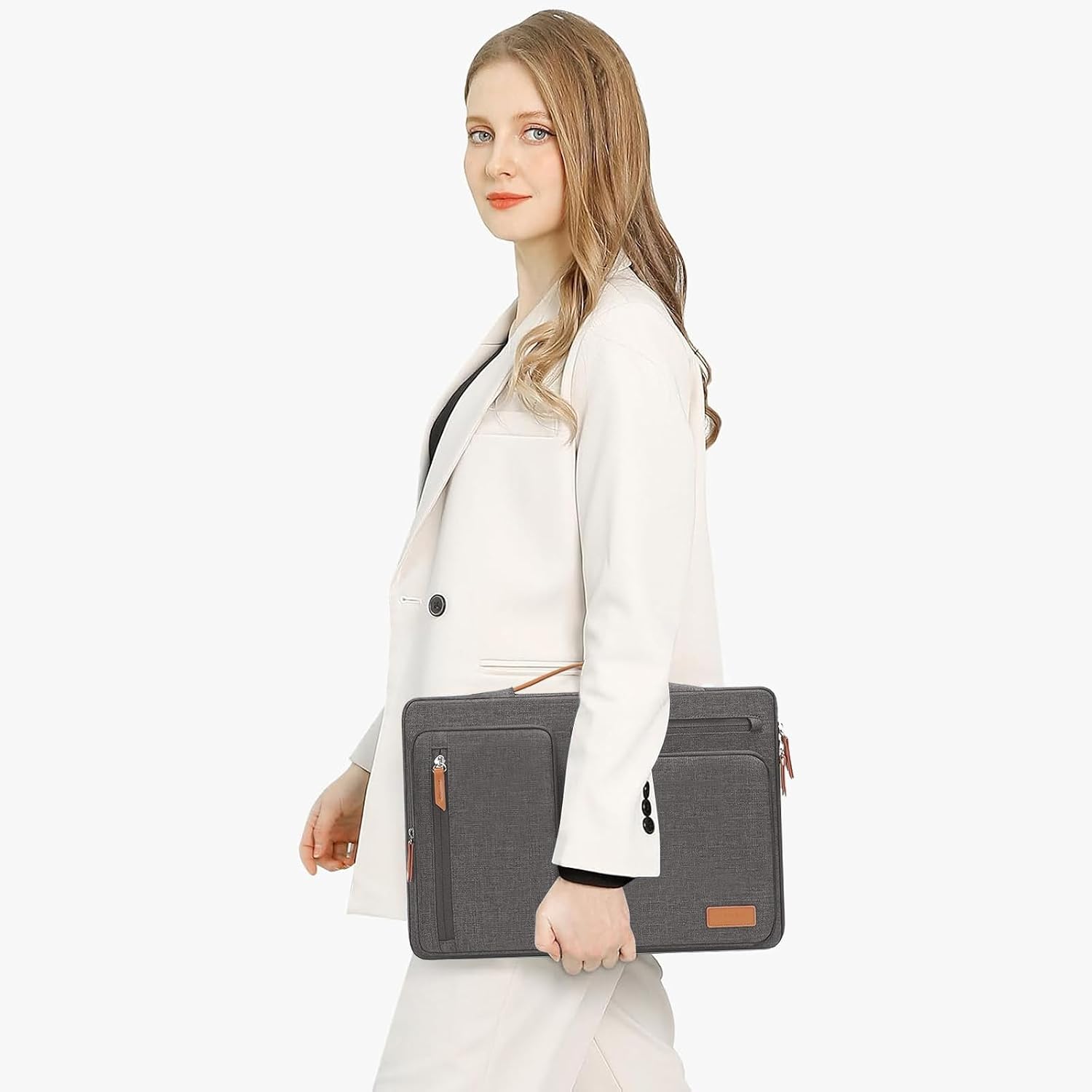 Alt View 2. mosiso - 360 Protective Laptop Handbag Sleeve 13-13.3 inch for MacBook Air/Pro 13 / Pro 14 HP Dell Acer ASUS - Taupe Gray.