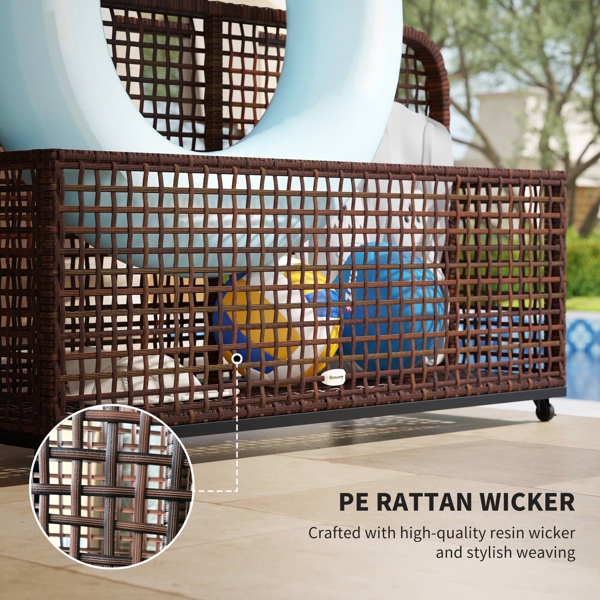 PE Rattan Wicker: Crafted with high-quality resin wicker and stylish weaving.