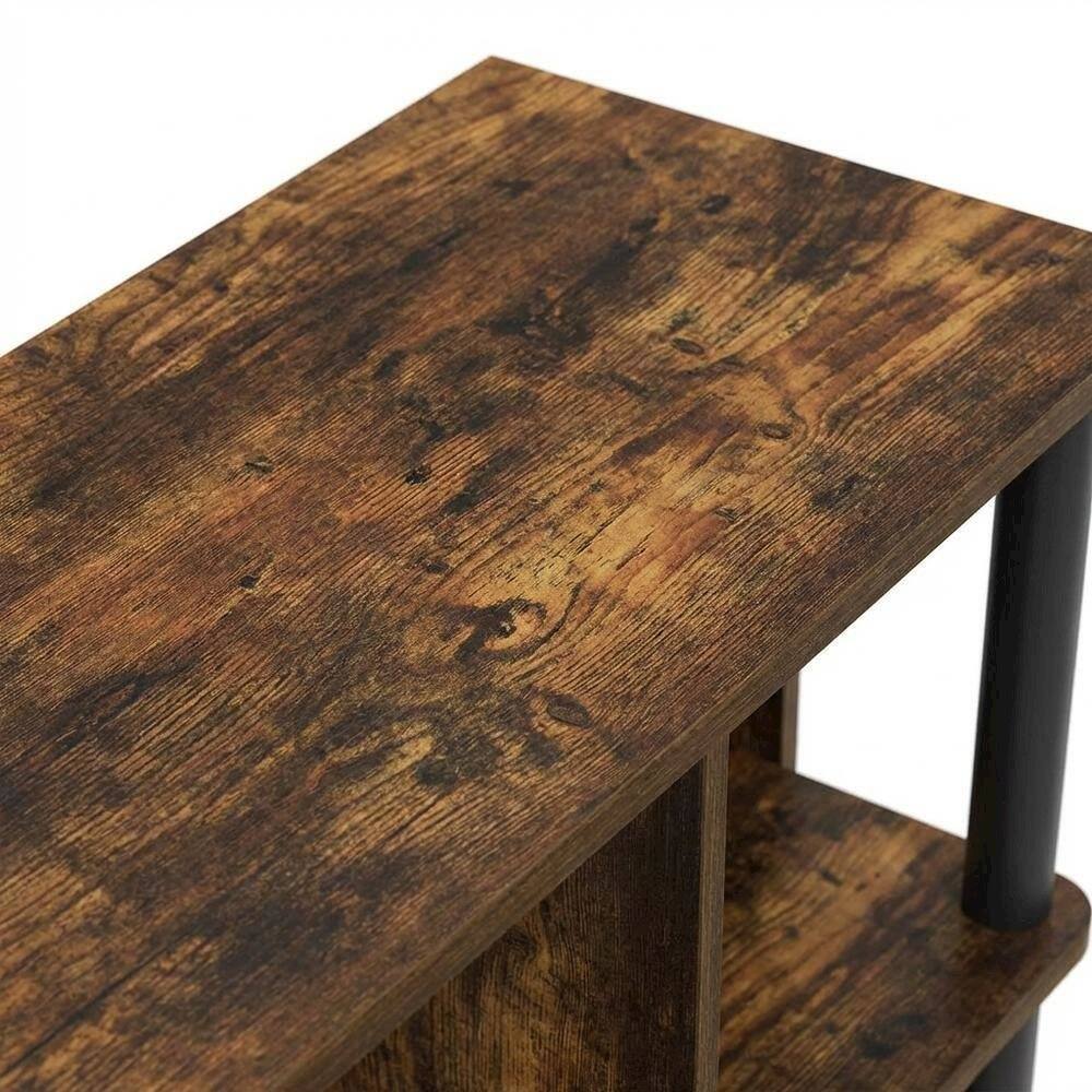 Alt View 4. FurniFact - Wooden TV stand with amber pine and black finish, holds up to 40-inch screens - Brown Black.