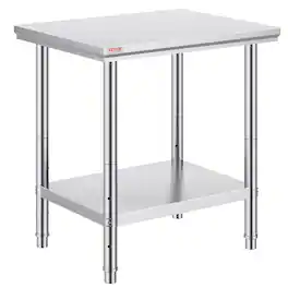 VEVOR - Stainless Steel Prep Table, 24 x 30 x 31 Inch, 700 lbs Load Capacity, Heavy Duty Metal Worktable - Silver