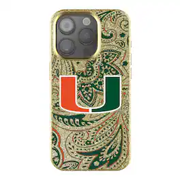 Keyscaper - NCAA - Miami Hurricanes Paisley Bling iPhone Case - 14 - Gold