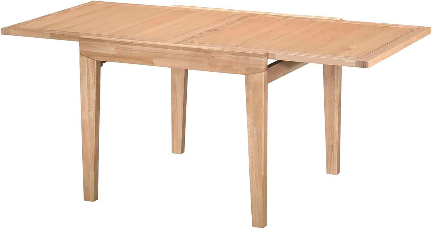 Acanva - Rectangle Extendable Dining Table for 4-6 Person, Modern Kitchen Small Space Tables with Solid Wood Legs - Natural Oak