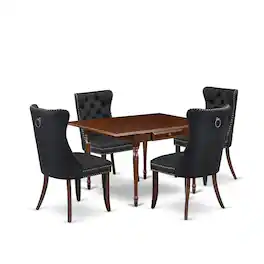 East West Furniture - 5 Piece Dining Set Consists of a Rectangle Kitchen Table with Dropleaf - Red