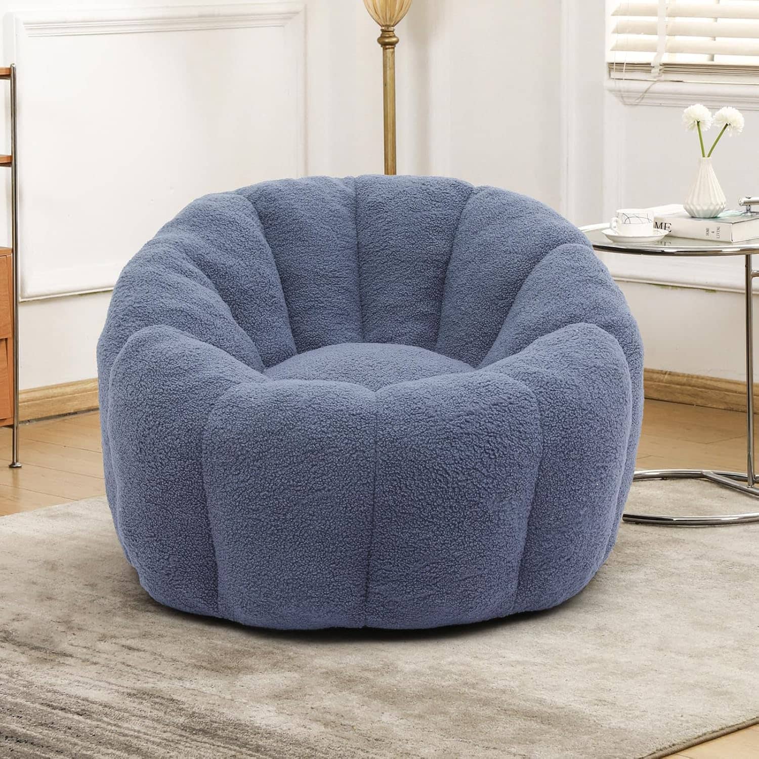 Trinkets Crazed - Bean Bag Chair, Bean Bag Sofa Chair with Armrests Stuffed High-Density Foam, Lazy Sofa Comfy Chairs - light blue