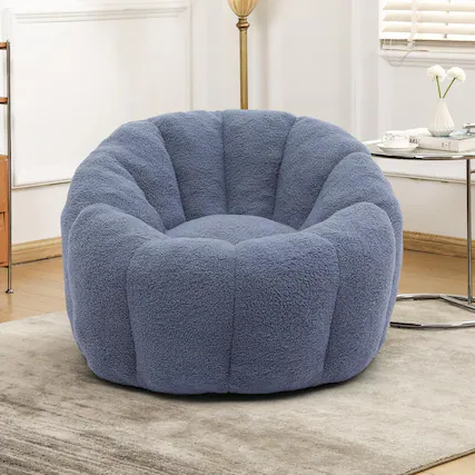 Front. Trinkets Crazed - Bean Bag Chair, Bean Bag Sofa Chair with Armrests Stuffed High-Density Foam, Lazy Sofa Comfy Chairs - light blue.