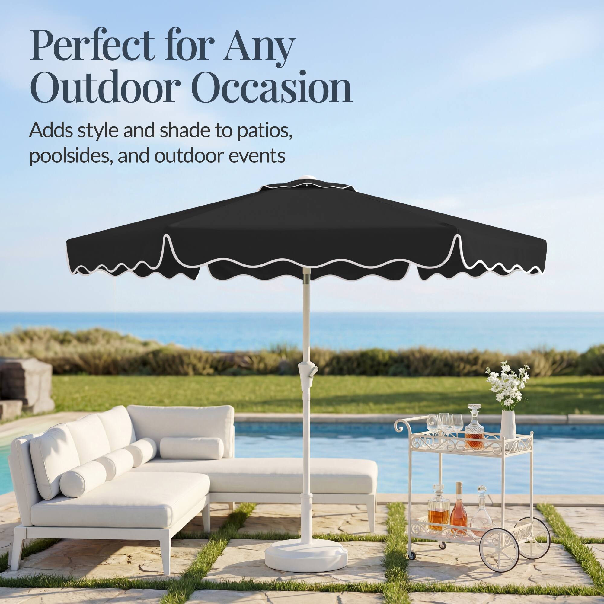 Perfect for Any Outdoor Occasion  
Adds style and shade to patios, poolside, and outdoor events