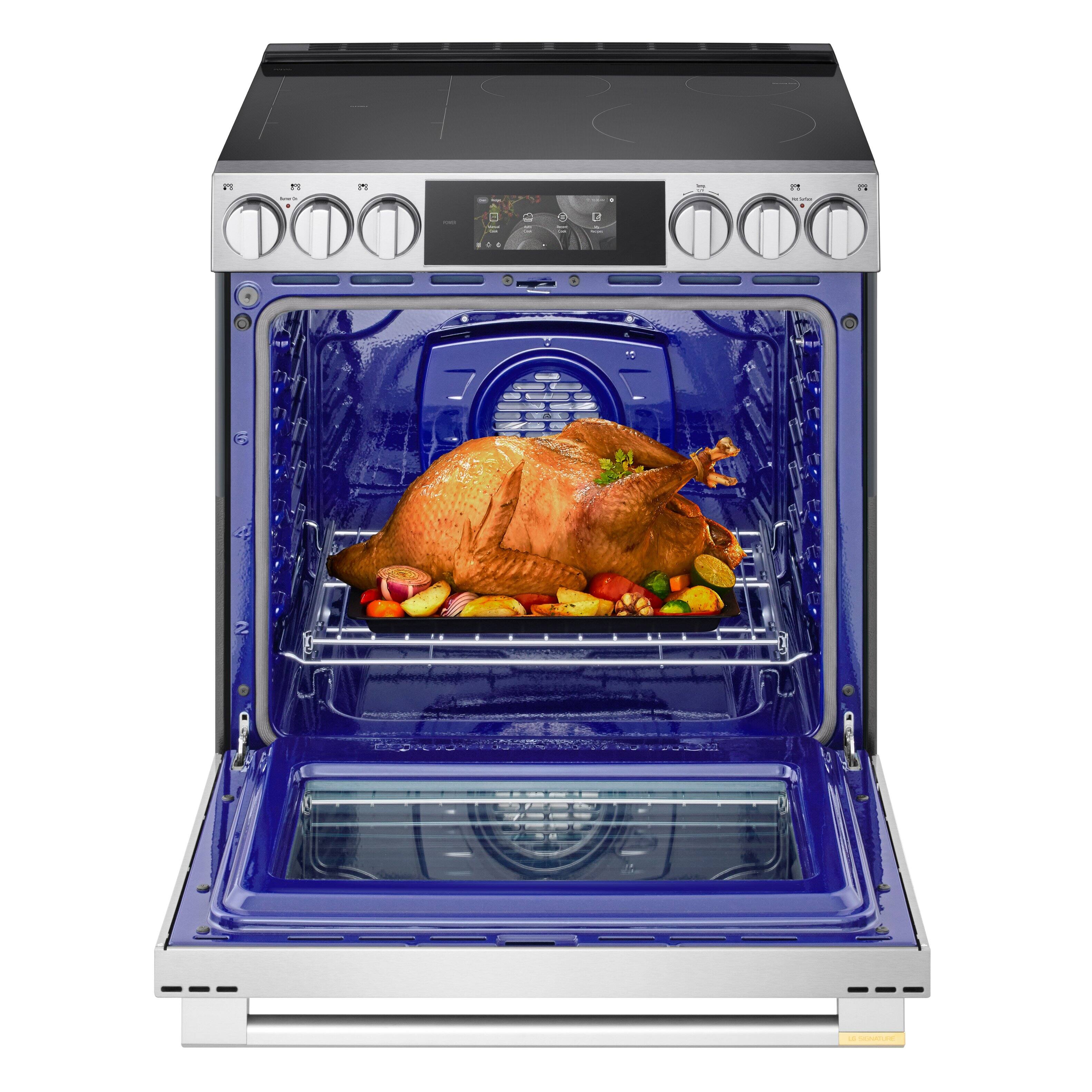 Alt View 11. LG - SIGNATURE 30” Slide-In Electric Induction True Convection Smart Range with Air Fry and AI Gourmet Camera - PrintProof Stainless Steel.