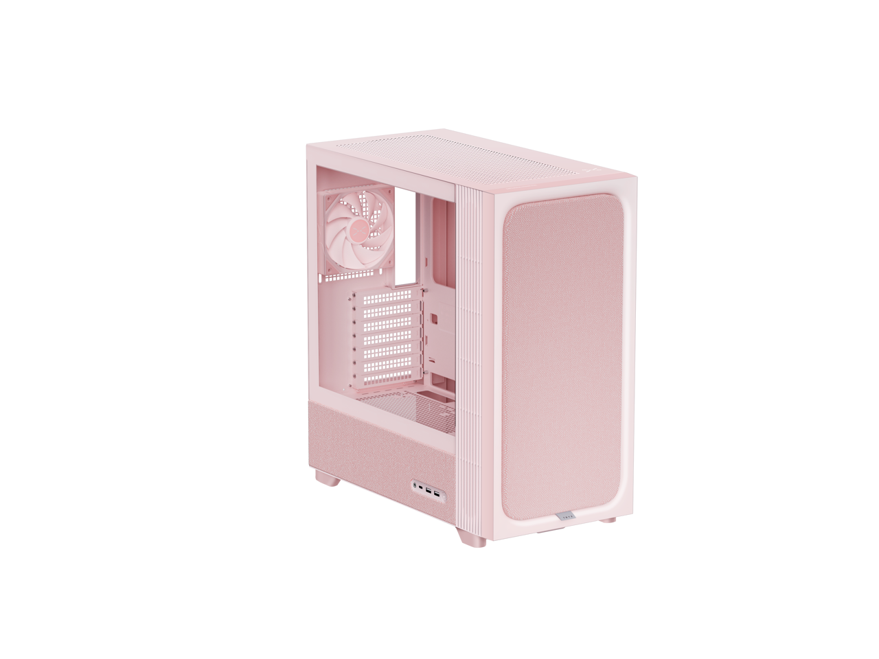TRYX - FLOVA Pink Mid-Tower ATX Case with Fabric, Tempered Glass, 360mm Radiator Support, USB Type-C 3.2 Gen 2x2 - Pink