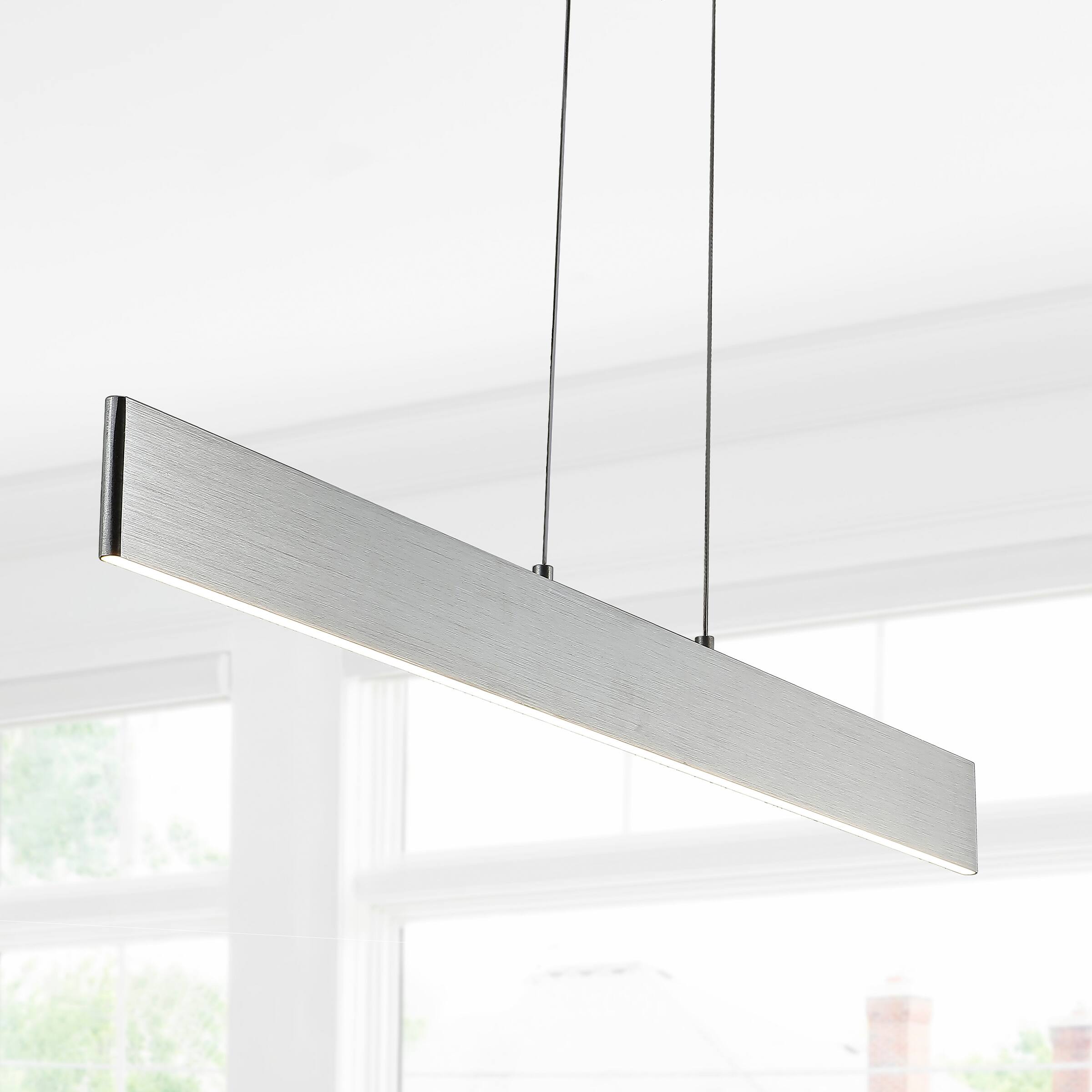 Alt View 1. Jonathan Y - Draper 40" Dimmable Adjustable Integrated LED Metal Linear Pendant, Brushed Aluminum - Brushed Aluminum.