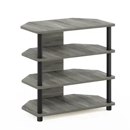 Front. Furinno - Econ Easy Assembly 4-Tier Petite TV Stand - French Oak/Black.