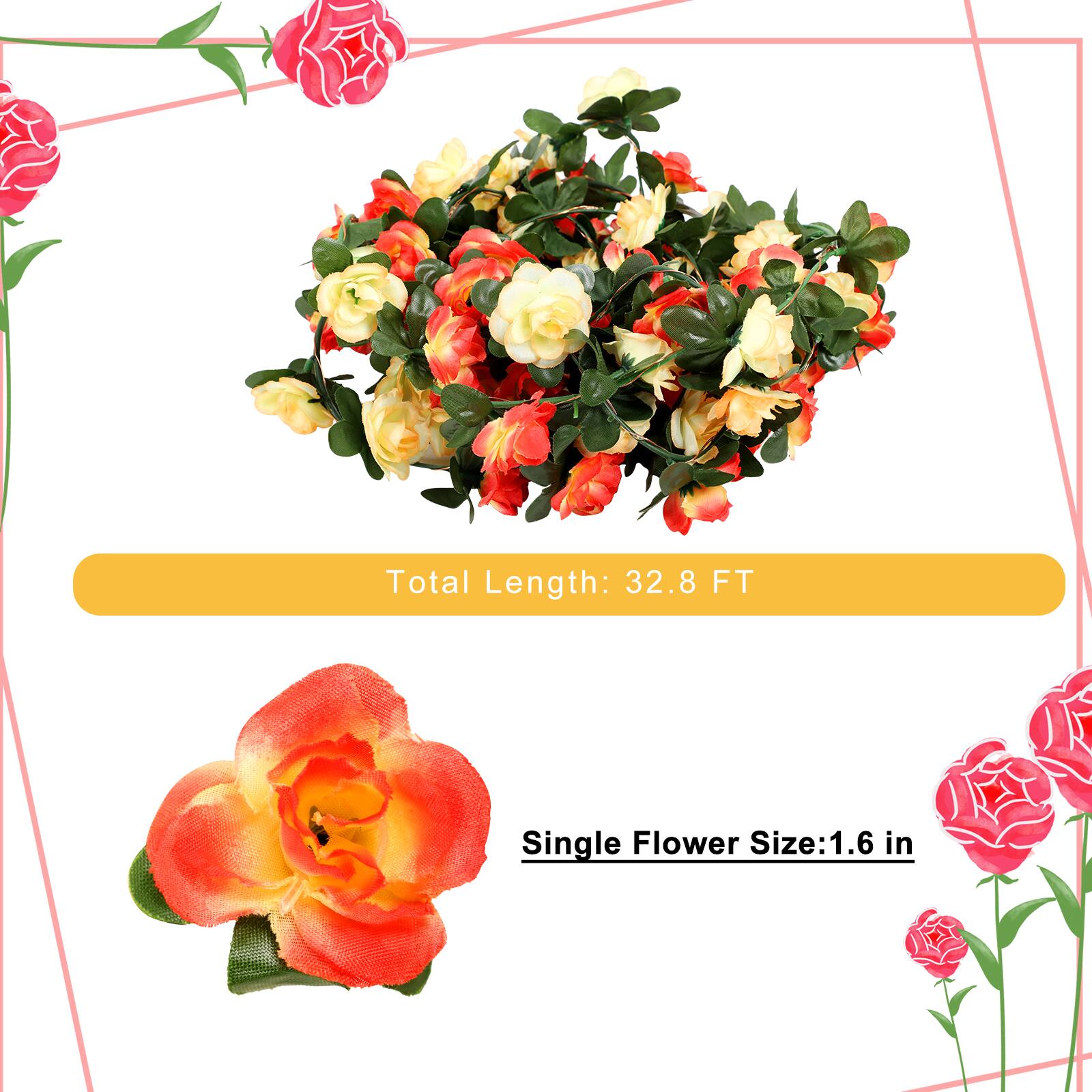 Total Length: 32.8 FT  
Single Flower Size: 1.6 in
