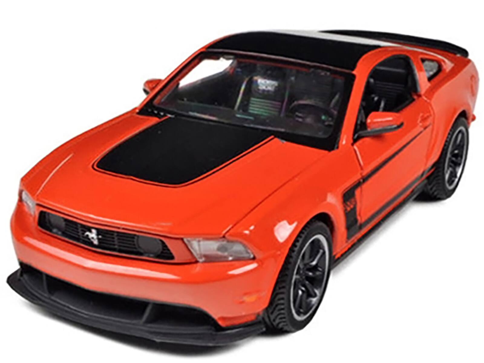 Alt View 1. Maisto - 2012 Ford Mustang Boss 302 Orange and Black 1/24 Diecast Model Car by Maisto.