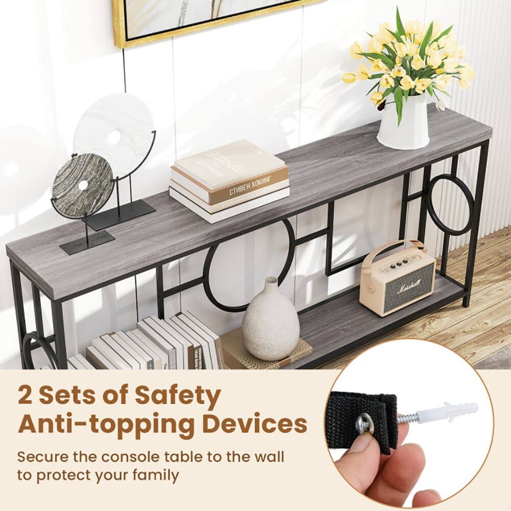 2 Sets of Safety Anti-topping Devices  
Secure the console table to the wall to protect your family