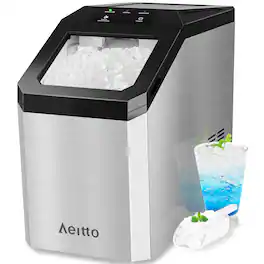 Aeitto - Nugget Ice Maker Countertop, 55lbs/24H, Rapid Ice Release in 5 Mins Chewable Ice Maker - Silver
