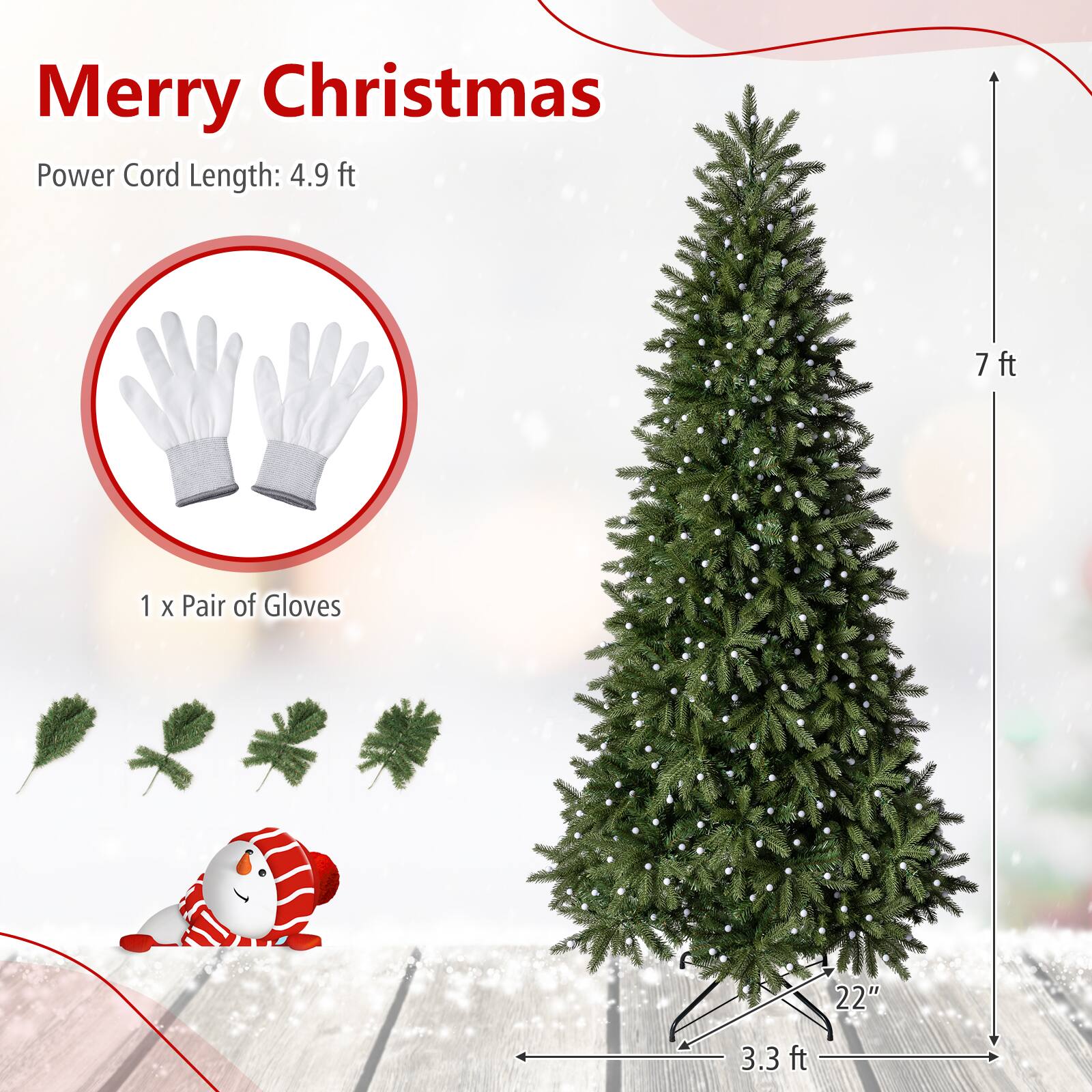 Costway 7 FT Christmas Tree, 11 Lighting Modes, 2 Lighting Color ...