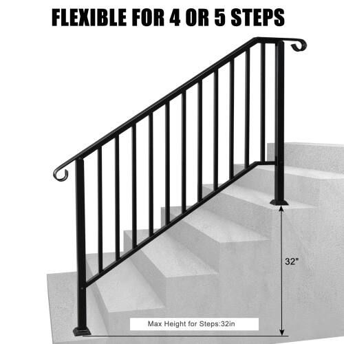 FLEXIBLE FOR 4 OR 5 STEPS

Max Height for Steps: 32in