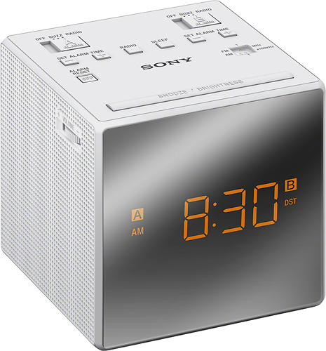 Black Sony FM/AM Modern Small Cube Clock Radio with Alarm and Snooze NEW 