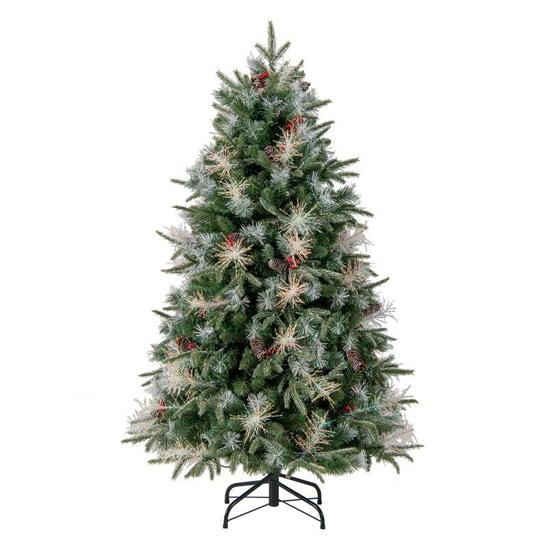 Alt View 3. WELLFOR - 6ft Pre‑Lit Artificial Christmas Tree, Hinged Xmas Tree with 806 Branch Tips,270 LED Lights for Holiday Decoration - Green.