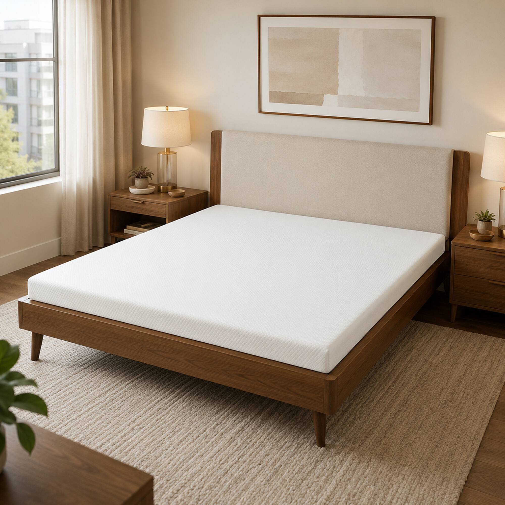 Angle. Anysun - 6" Full Memory Foam Mattress – Gel-Infused Cooling Foam, CertiPUR-US Certified, Roll-in-a-Box - White.