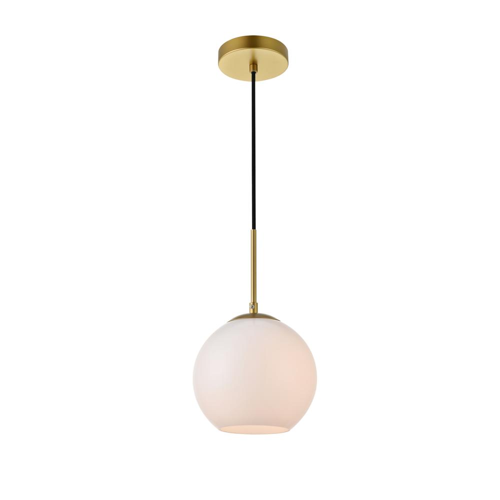 Alt View 2. Living District - Baxter 1 Light Brass Pendant With Frosted White Glass - Brass And Frosted White.