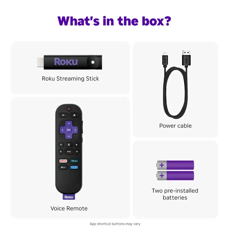 Roku Streaming Stick 2025 HD Streaming Device for TV with Voice Remote ...