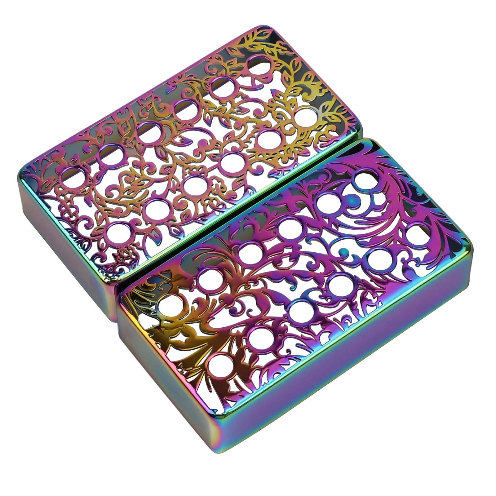 Dazzling Pops - 2 Brass Humbucker Guitar Pickup Covers / Pole Spcing Engraved Electric For Les Paul () - heptachrome Style B