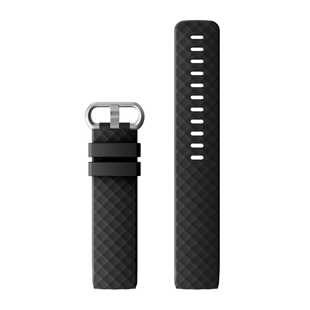 Back. StrapsCo - Active Band Silicone Rubber Watch Strap For Fitbit Charge 3 & Charge 4 (Short-Medium) - Black.