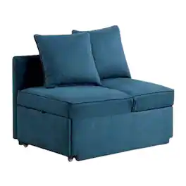 Manhattan Lane - Bernie Modular Convertible Chair Futon, Seat w Storage, 2 Pillows - Teal Blue, Black