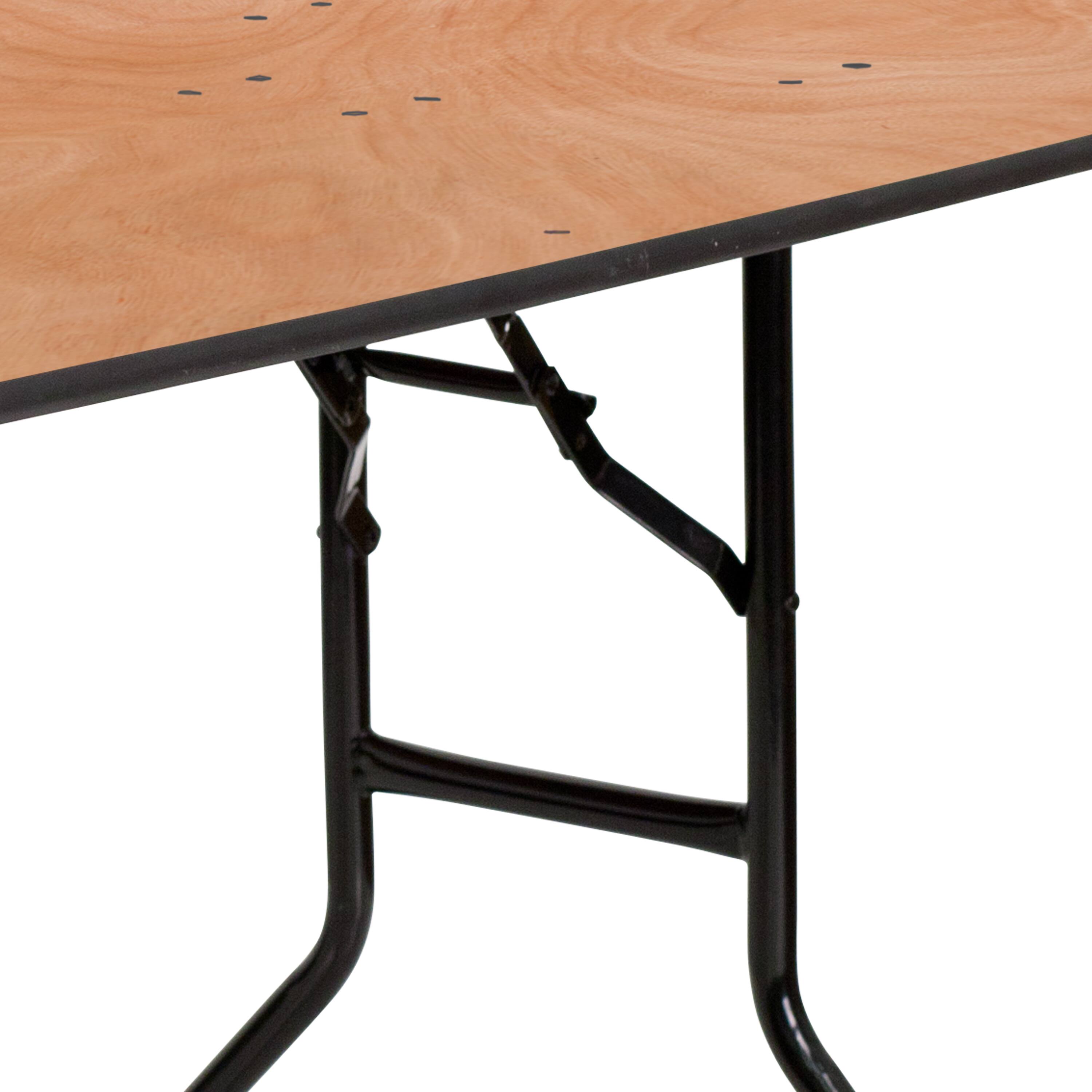 Alt View 8. Emma + Oliver - 5-Foot Half-Round Wood Folding Banquet Table - Natural.
