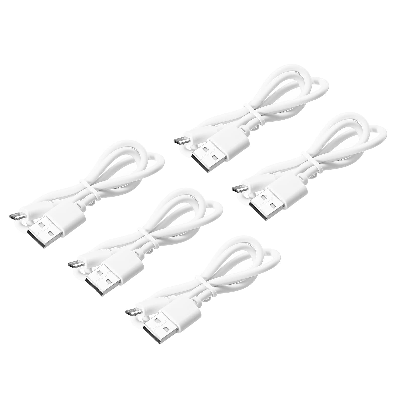 Unique Bargains - 5pcs Micro USB Cable 1ft USB A to Micro USB Data Charging Cord for Phone Camera - White