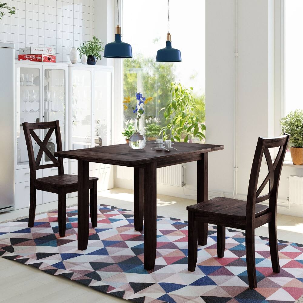 Back. Loheer - Loheer 3-Piece Drop Leaf Dining Set Espresso Breakfast Nook - Espresso.