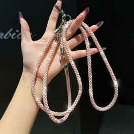 Dteck - 3-in-1 Glitter Crossbody Phone Lanyard,Sparkly Crystal Phone Strap Fashion Wrisrstrap for Universal Smartphone Cases - Rosegold