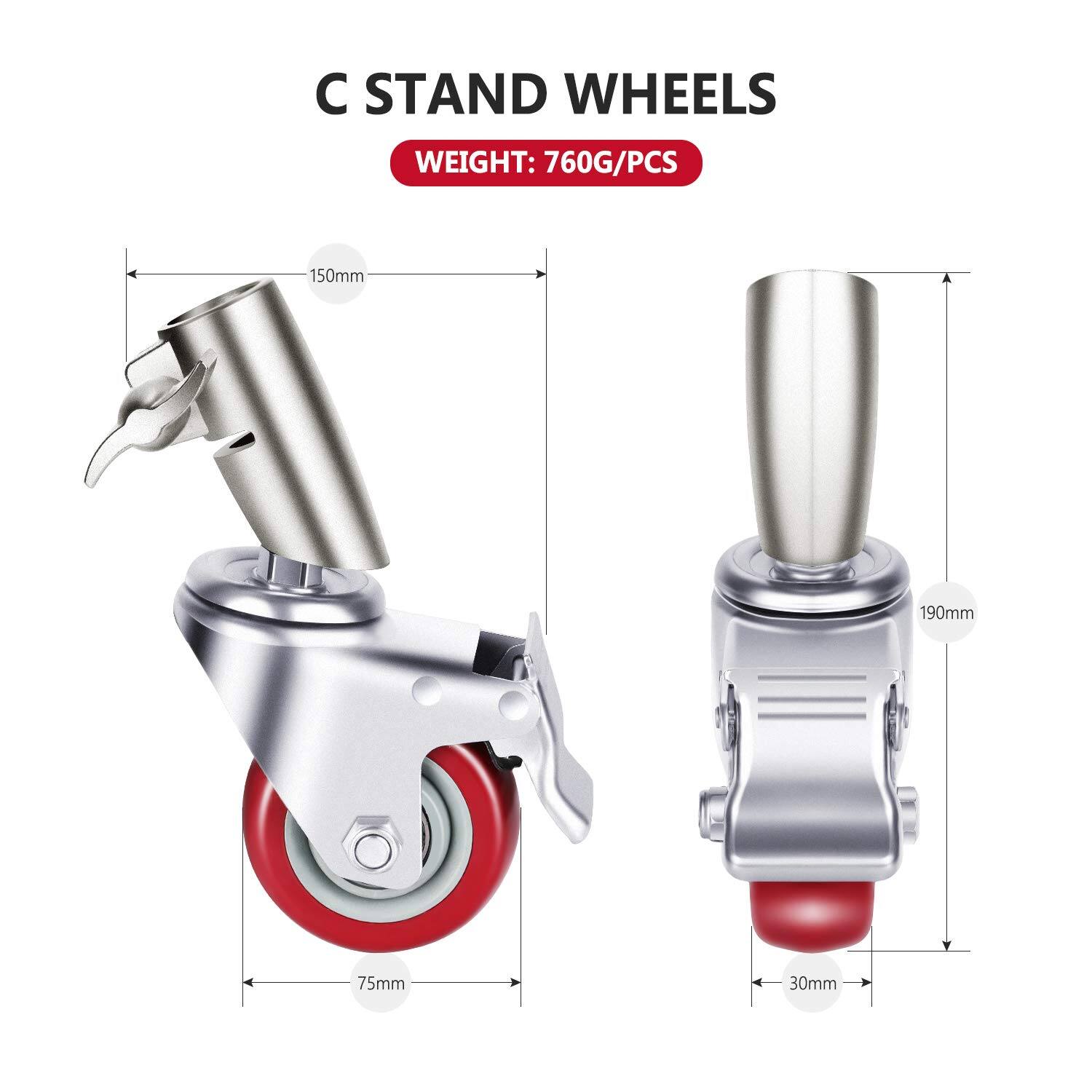 C STAND WHEELS  
WEIGHT: 760G/PCS  
150mm  
190mm  
75mm  
30mm