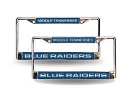 Rico Industries - Middle Tennessee Blue Raiders Chrome Metal Laser License Plate Frame - Set of 2 - Multi