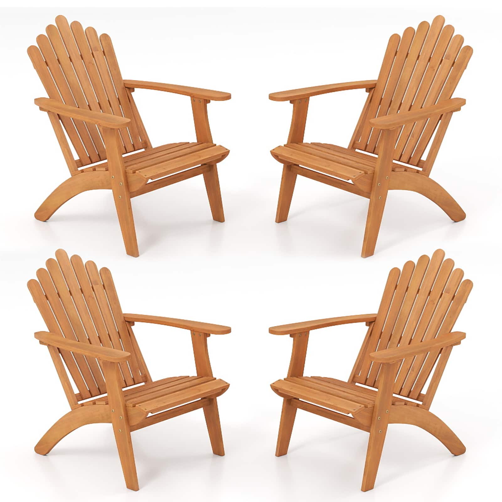 Gymax - 4PCS Adirondack Chair w/Slatted Backrest & Seat Built-in Armrests for Backyard - Yellow price history on PriceWatchPro