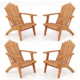 Gymax - 4PCS Adirondack Chair w/Slatted Backrest & Seat Built-in Armrests for Backyard - Yellow