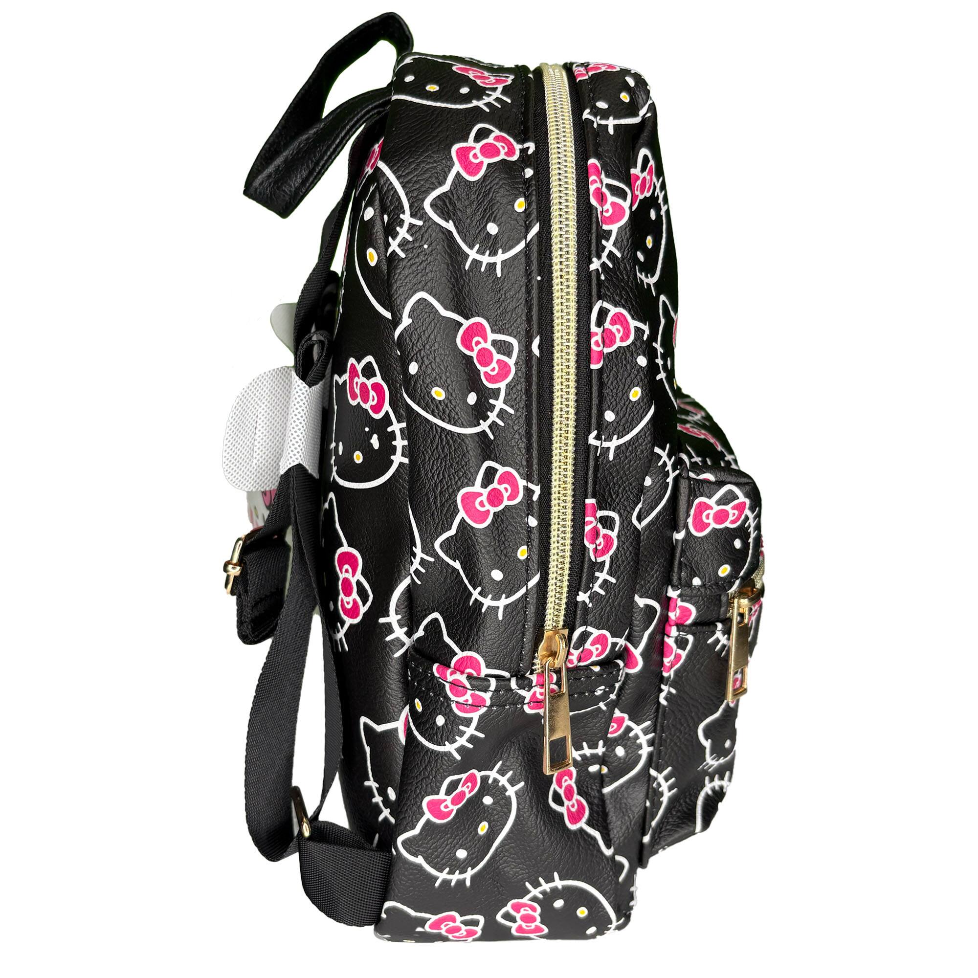 Alt View 2. Hello Kitty - Hello Kitty Teen Bows All Over Print Polyester Mini Backpack, Black - Multicolored.