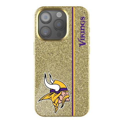 Front. Keyscaper - Minnesota Vikings iPhone Bling Case - 14 Plus - Gold.