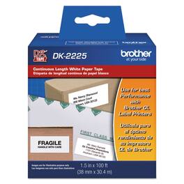 Brother - DK2225 1.5 in. x 100 ft. Continuous Paper Label Tape - Black/ - White