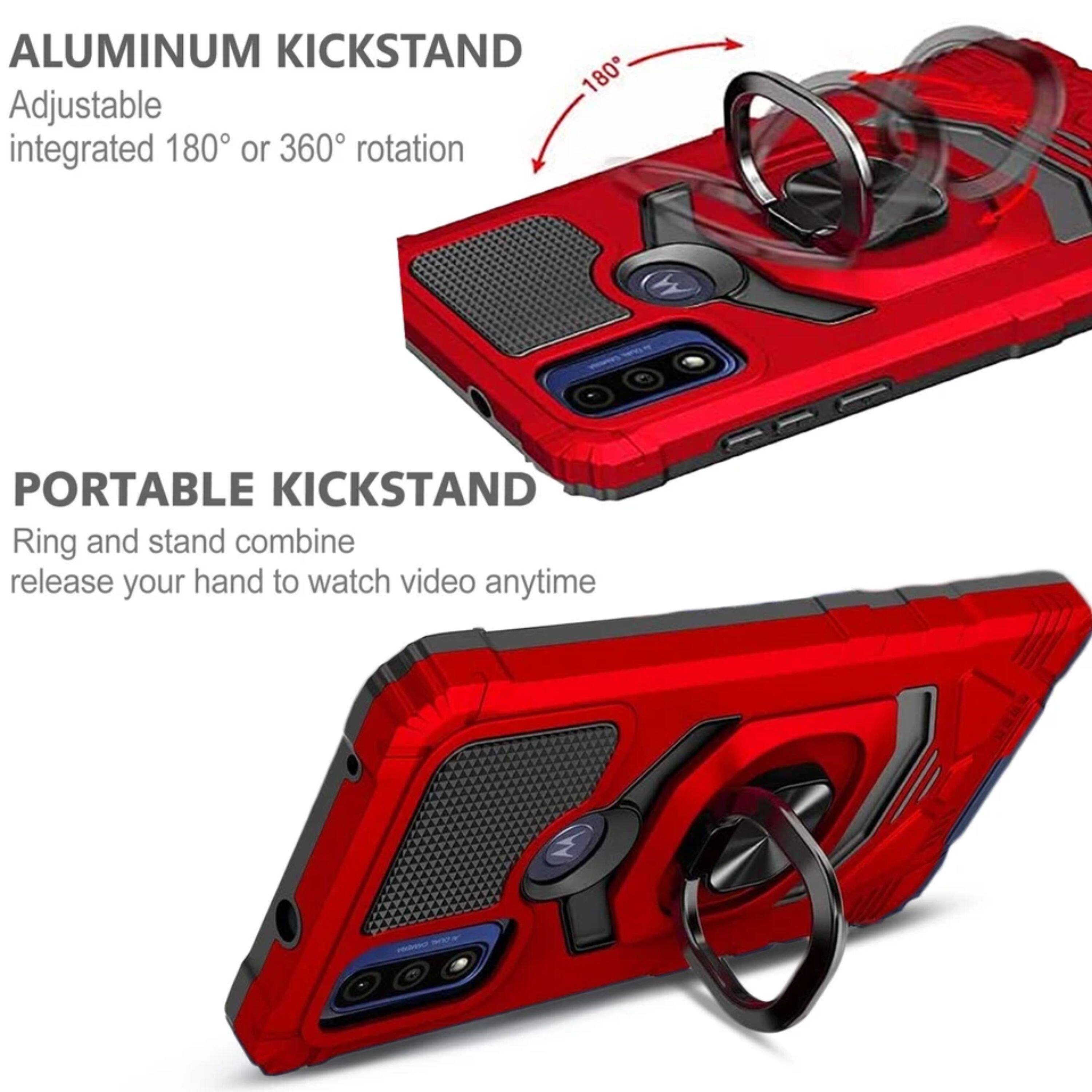ALUMINUM KICKSTAND  
Adjustable  
integrated 180° or 360° rotation  

PORTABLE KICKSTAND  
Ring and stand combine  
release your hand to watch video anytime