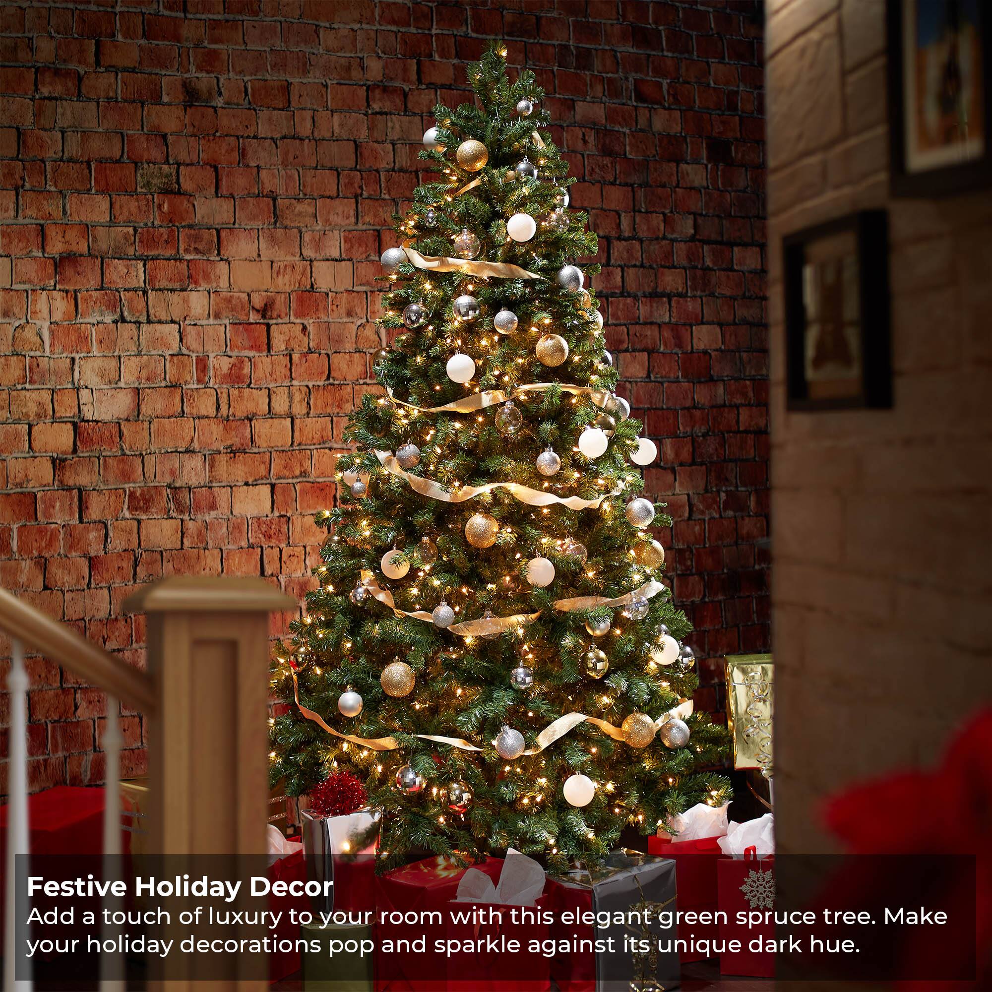 Festive Holiday Decor  
Add a touch of luxury to your room with this elegant green spruce tree. Make your holiday decorations pop and sparkle against its unique dark hue.