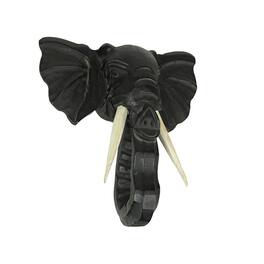 Zeckos - Hand Carved 12 Inch Elephant Head Wooden Wall Hanging Sculpture Safari Art - Black
