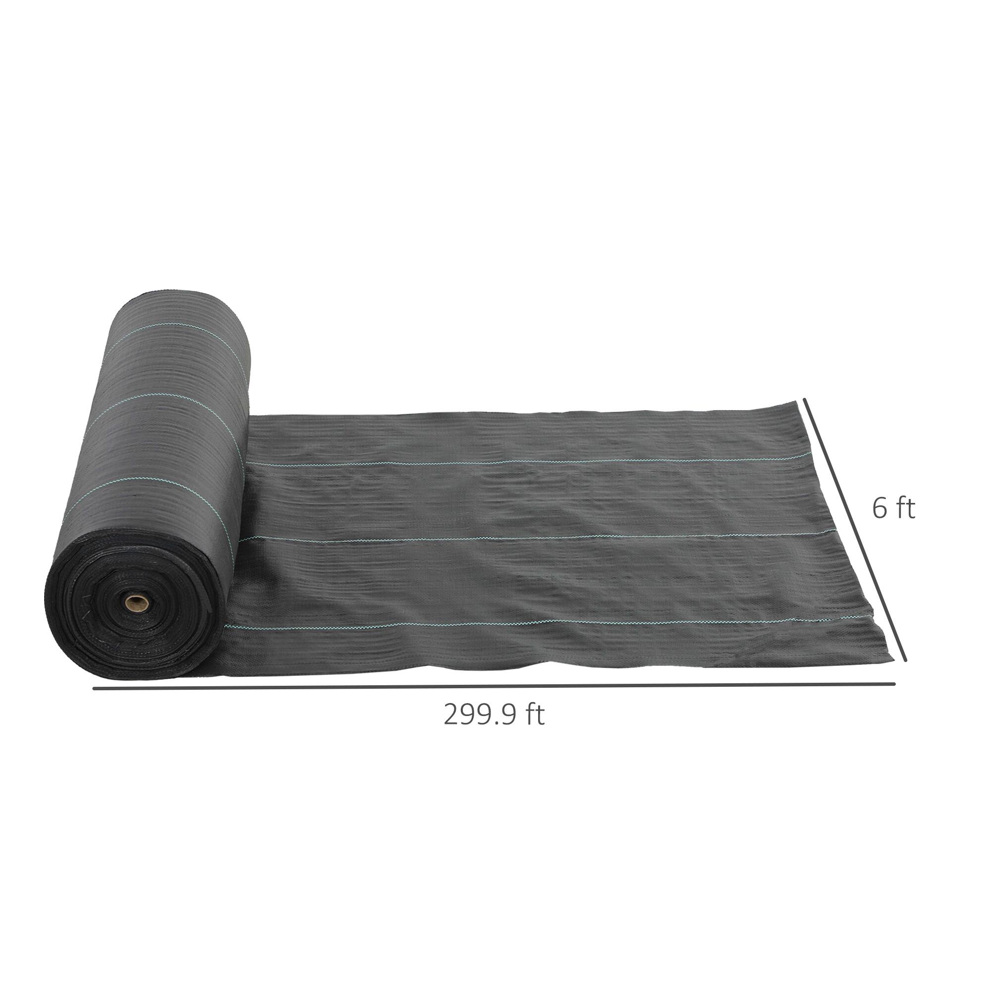 Alt View 2. Outsunny - 6FT x 300FT Weed Barrier Landscape Fabric Heavy Duty, 5oz Woven Weed Control Fabric - Black.