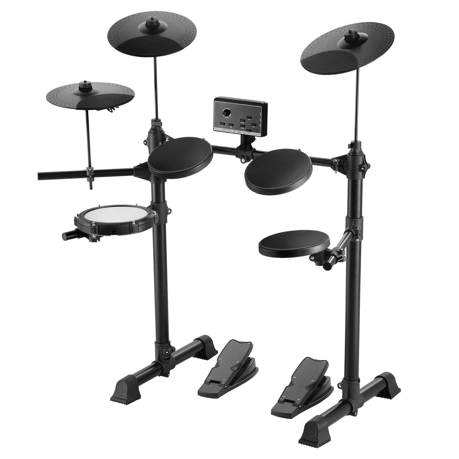 Alt View 9. Glintex - Electric Drum Set Electronic Drum Kit 150 Sounds Beginner Practice Set for Adults Teens with Realistic Drum Pads - Black.