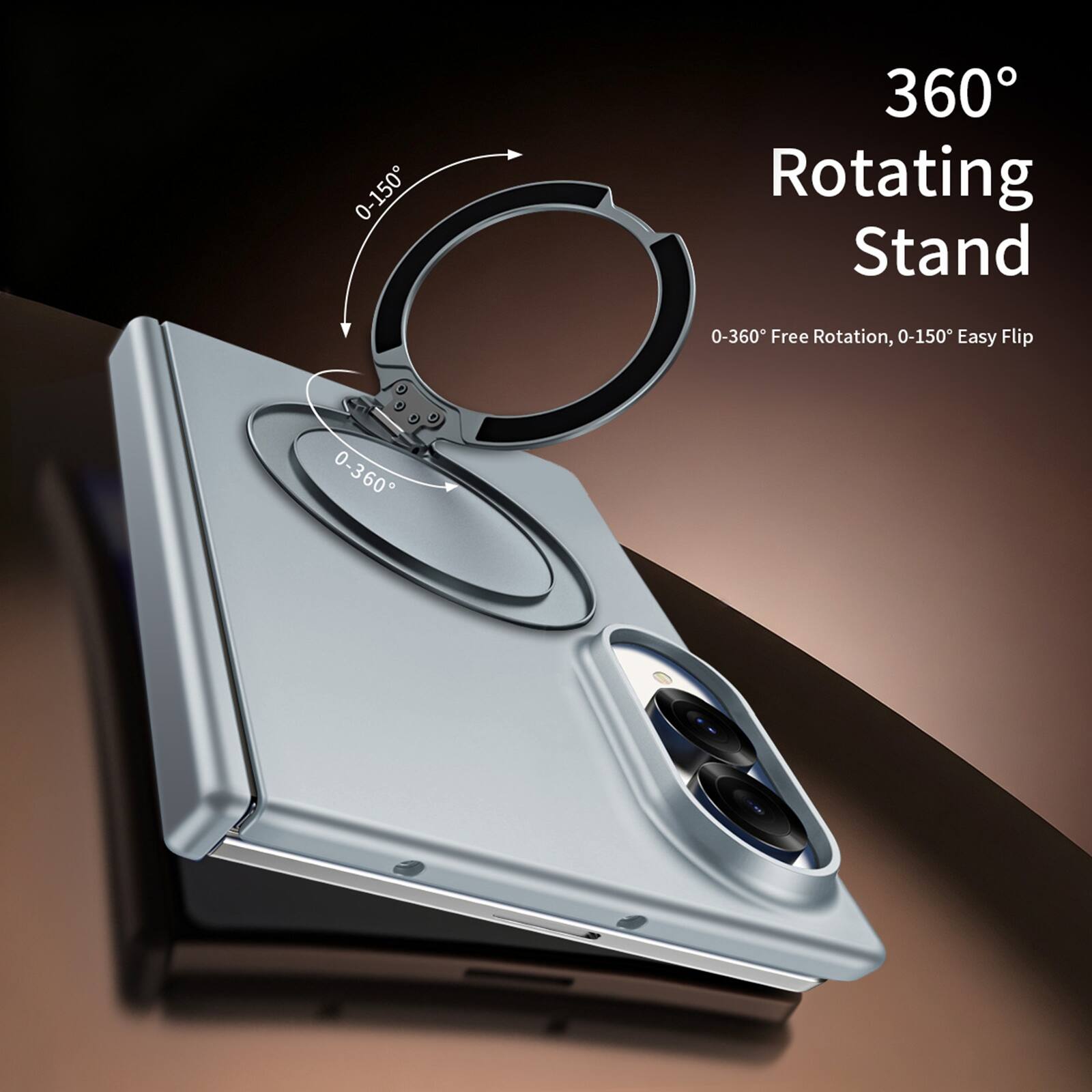 360° Rotating Stand  
0-360° Free Rotation, 0-150° Easy Flip
